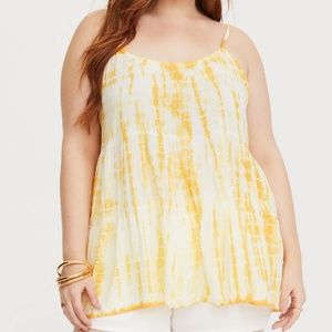 Torrid Yellow Tie-Dye Tiered Challis Cami
